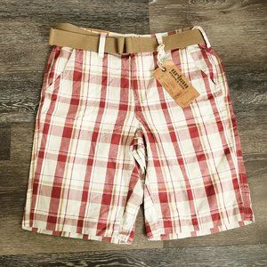 Mens Plaid Shorts with belt